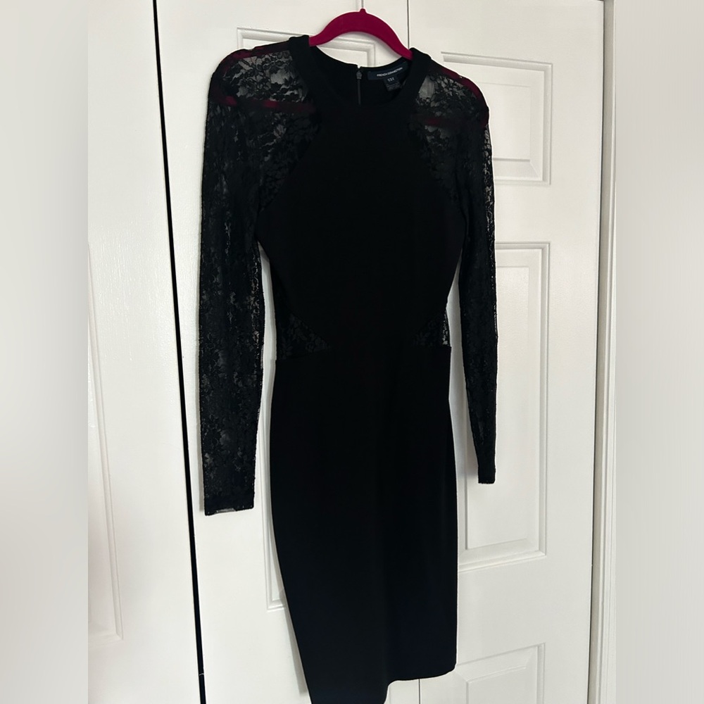 French Connection Lace sleeve & cut out dress